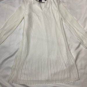 DKNY White Pleated Mini Dress